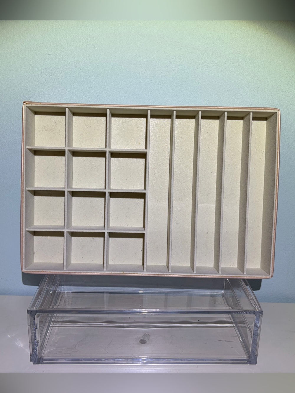 8” x 12” Pink Beige Jewelry Drawer Organizer Tray for Rings Earrings & Bracelets